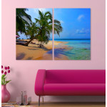 Sun and Palm Trees by the Beach - Poster in Two Pieces