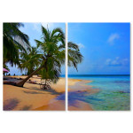 Sun and Palm Trees by the Beach - Poster in Two Pieces