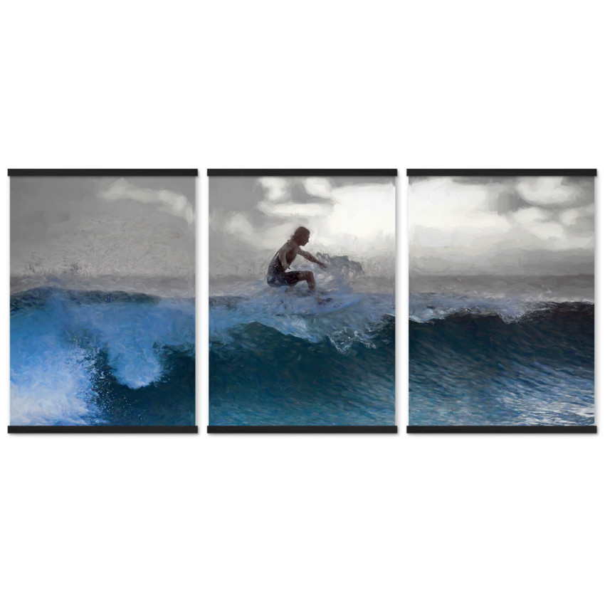 Surfer on Waves - Poster in Three Pieces
