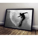 Surfing the Waves - Black and White Poster