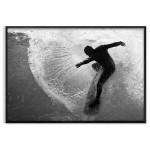 Surfing the Waves - Black and White Poster