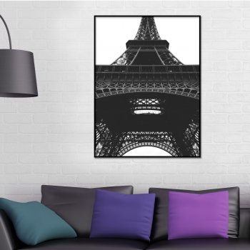 Eiffeltornet Paris Grodperspektiv - Stor Svartvit Poster