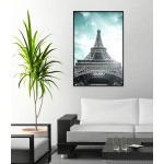 Eiffeltornet i Paris - Svartvit Turkos Poster