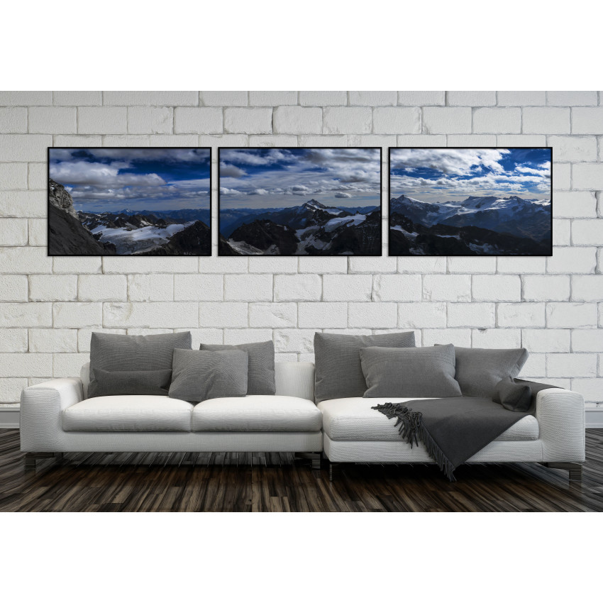 Three Piece Panorama Poster - Snow covered Mountains