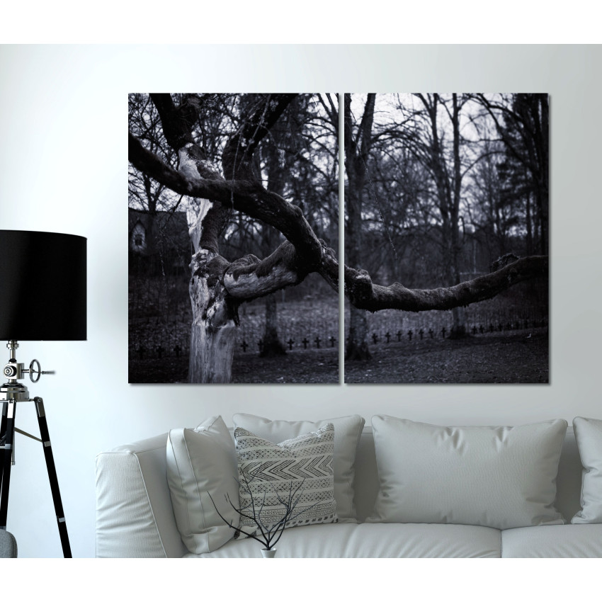 Tree and Distant Graveyard - Poster in Two Pieces