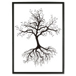 Tree and its Roots - Black and White Poster
