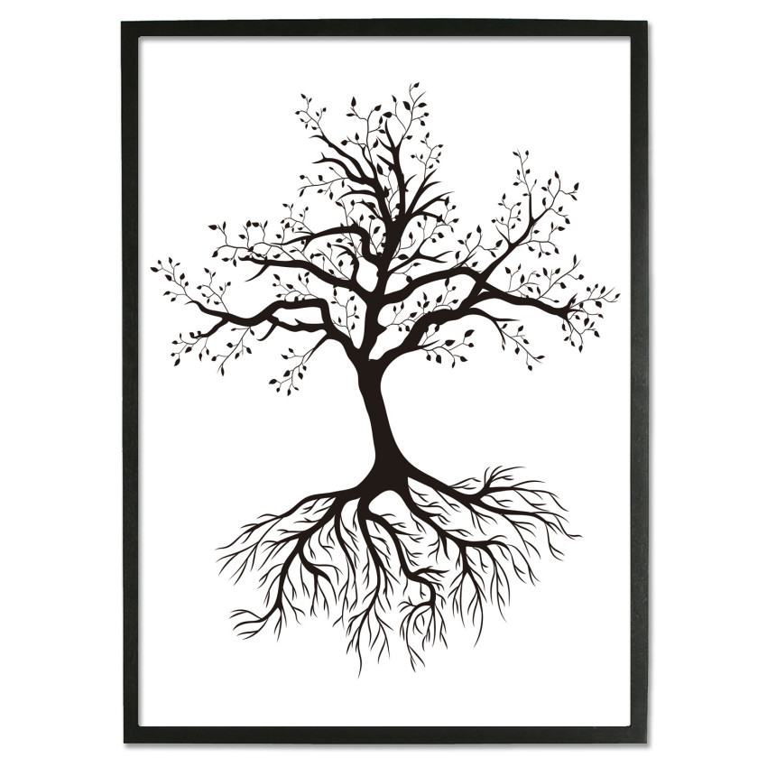 Tree and its Roots - Black and White Poster