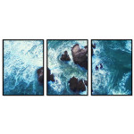 Turkosa vågor i vattnet - Stor tavla i tre delar