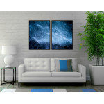 Tavla i två delar - Havsmotiv av blå vågor