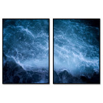 Tavla i två delar - Havsmotiv av blå vågor