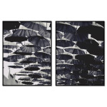 Umbrellas - Black and White Poster in Two Pieces