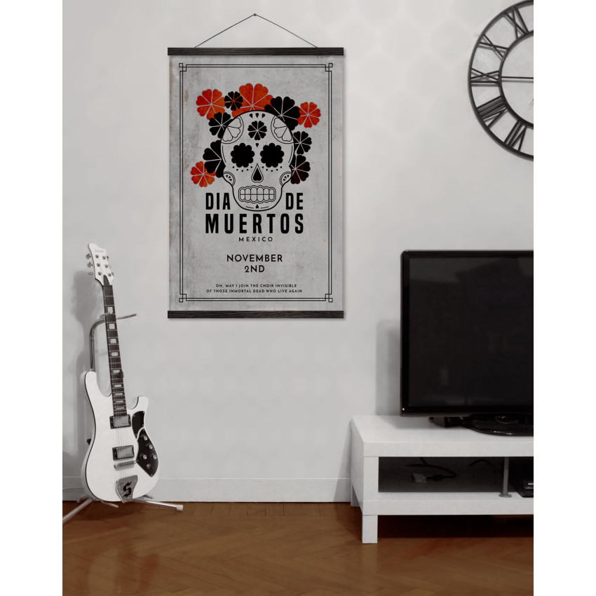Vintage Los Muertos Skull with Roses -  Poster