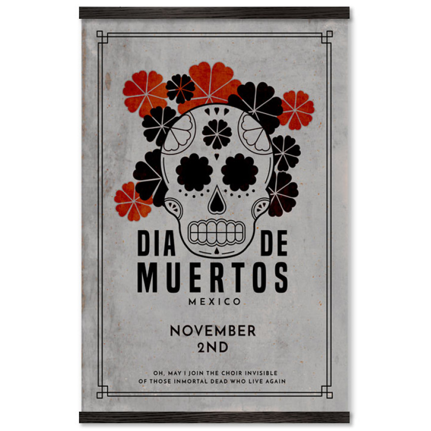 Vintage Los Muertos Skull with Roses -  Poster