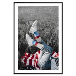 Woman and USA flags - Fashion poster