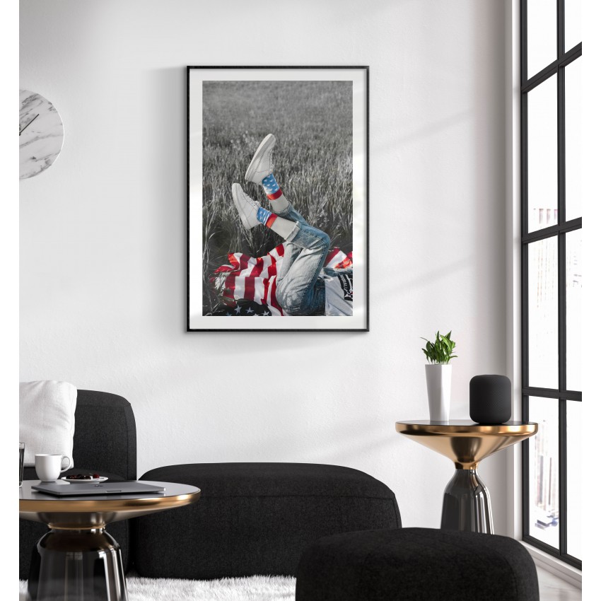 Woman and USA flags - Fashion poster