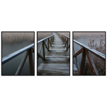 Wooden Bridge in Lake - Three Piece Poster
