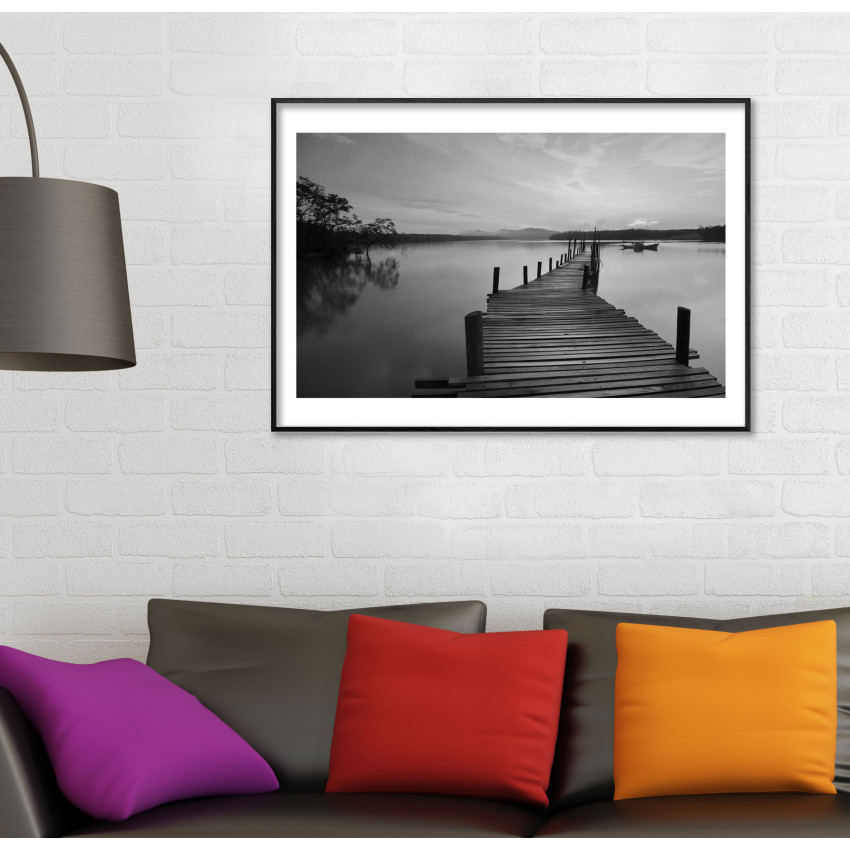 Wooden Pier - Simple Black and White Poster