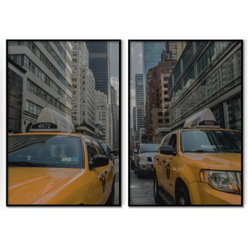 Gula taxibilar i New York - Posterset i två delar