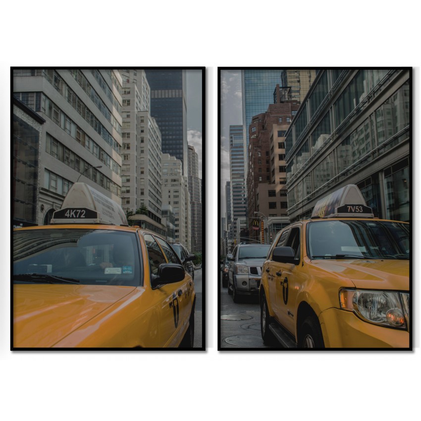 Yellow Cab in New York - Two Piece Poster