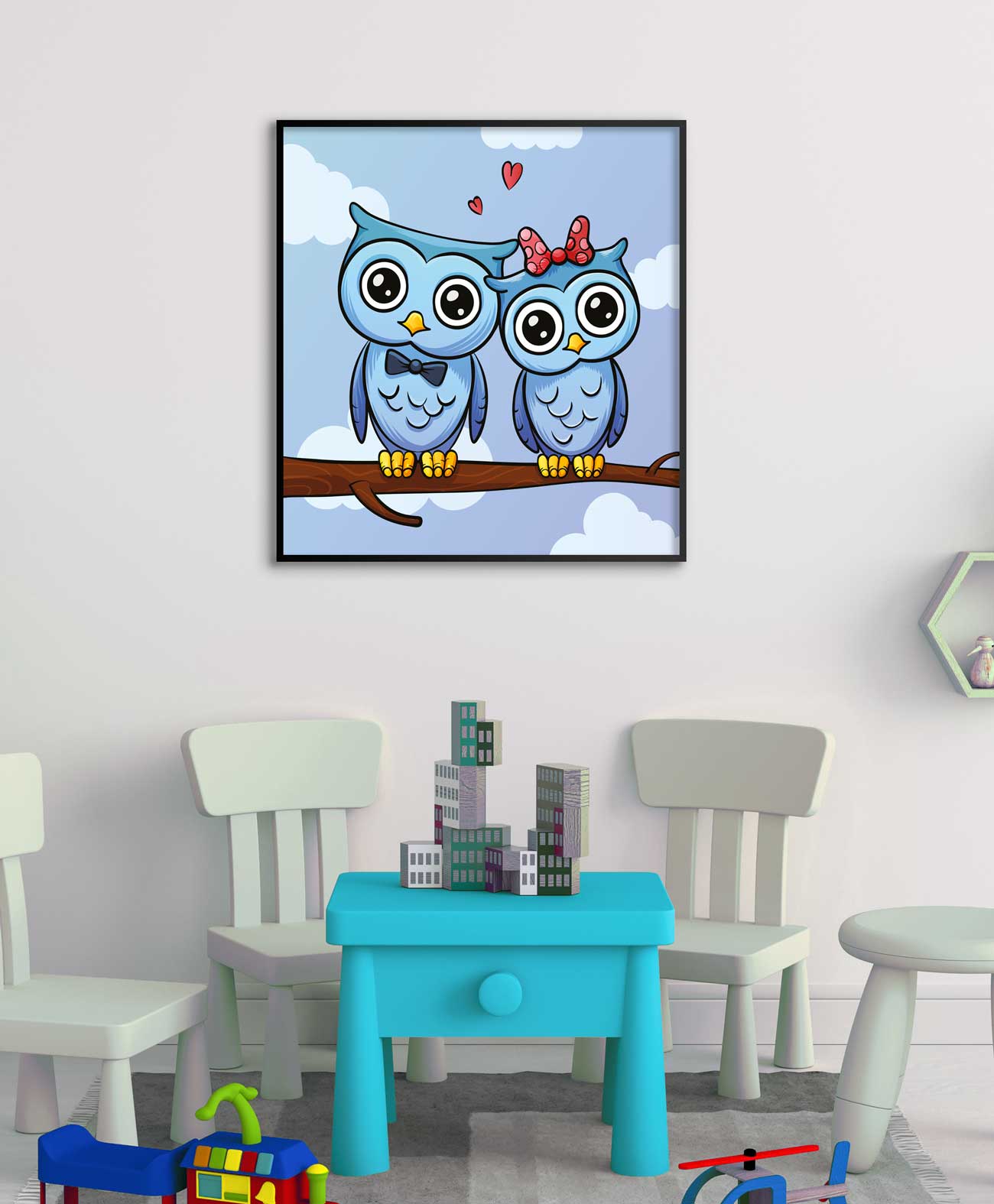 kärleksfulla ugglor barnrum tavla